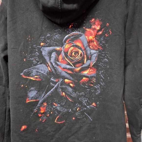 Spiral Hoodie XL | Black Zip Up Floral Gothic Boho Streetwear Y2K Alt Style - Picture 7 of 8